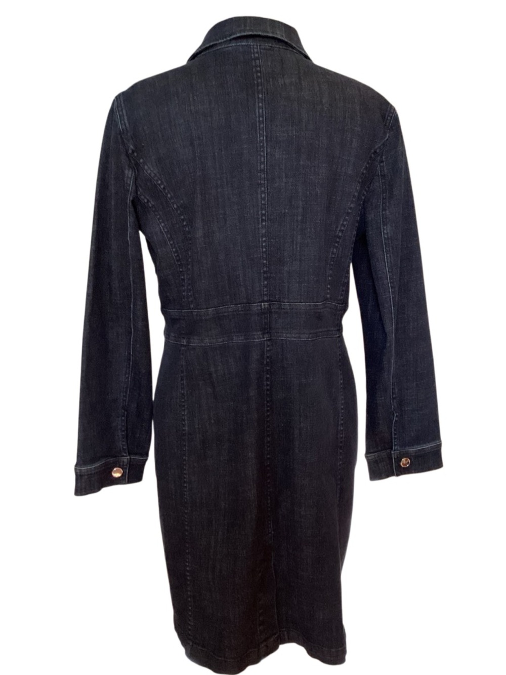 Chicos Womens Elongated Denim dress Jacket Dark Indigo size 12 Large - Picture 2 of 9
